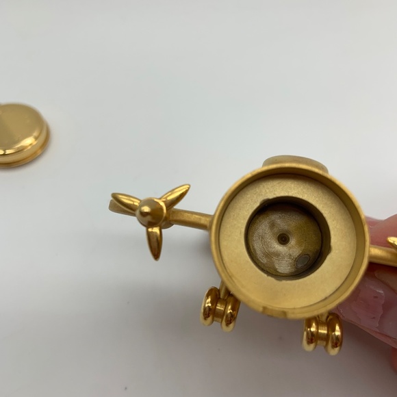RARE Vintage Japan Movement Linden Airplane Gold Tone Small Desk Clock - Picture 9 of 11